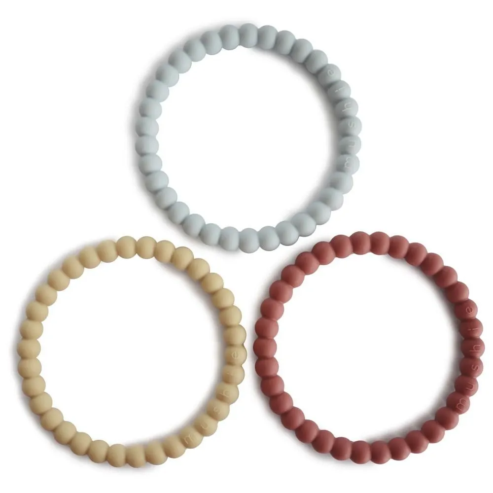 Bracelet à macher avec perles en silicone - 3 pièces (Couleurs marron choco)